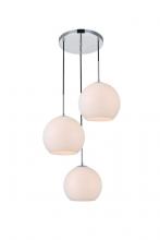Elegant LD2215C - Baxter 3 Lights Chrome Pendant with Frosted White Glass