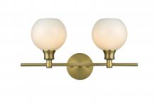 Elegant LD2315SG - Collier 2 Light Satin Gold and Frosted White Glass Wall Sconce