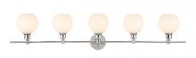 Elegant LD2327C - Collier 5 light Chrome and Frosted white glass Wall sconce