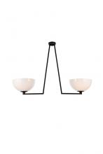 Elegant LD2350BK - Jeanne 2 Lights Black and White Glass Flush Mount