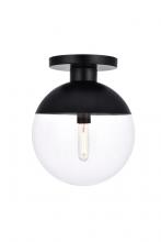 Elegant LD6057BK - Eclipse 1 Light Black Flush Mount With Clear Glass