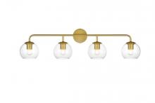 Elegant LD7321W37BRA - Genesis 4 Light Brass and Clear Bath Sconce