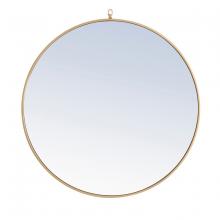 Elegant MR4062BR - Metal frame Round Mirror with decorative hook 36 inch Brass finish