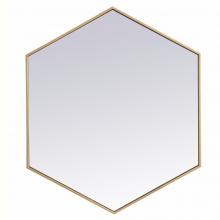 Elegant MR4538BR - Metal frame hexagon mirror 38 inch in Brass