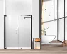 Elegant SD404-6072MBK - Semi-frameless hinged shower door 60 x 72 Matte Black