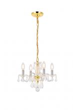 Elegant V7804D15G/RC - Rococo 4 light Gold Pendant Clear Royal Cut Crystal