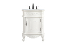 Elegant VF-1031AW-VW - 24 inch Single Bathroom vanity in antique white with ivory white engineered marble