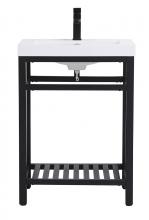 Elegant VF14024BK - 24 Inch Single Bathroom Metal Vanity in Black