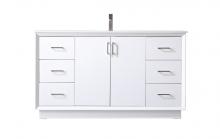 Elegant VF19660WH - Vanity Cabinet 6Dw 2Dr 60"W x 22"D x 35"H white