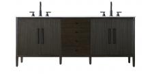 Elegant VF29684DCO - 84 inch Double Bathroom Vanity inChocolate Oak