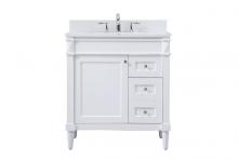 Elegant VF31832WH-BS - 32 Inch Single Bathroom Vanity in White with Backsplash