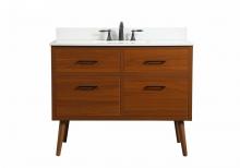 Elegant VF41042MTK-BS - 42 inch Single bathroom vanity in teak with backsplash