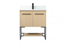 Elegant VF42530MMP-BS - 30 inch Single bathroom vanity in maple with backsplash
