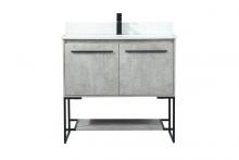 Elegant VF42536MCG-BS - 36 inch Single bathroom vanity in concrete grey with backsplash