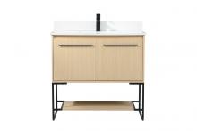 Elegant VF42536MMP-BS - 36 inch Single bathroom vanity in maple with backsplash