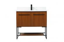 Elegant VF42536MTK-BS - 36 inch Single bathroom vanity in teak with backsplash