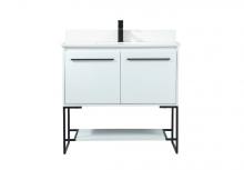 Elegant VF42536MWH-BS - 36 inch Single bathroom vanity in white with backsplash