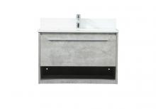 Elegant VF43530MCG-BS - 30 inch Single bathroom vanity in concrete grey with backsplash