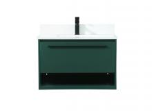 Elegant VF43530MGN-BS - 30 inch Single bathroom vanity in green with backsplash