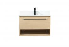 Elegant VF43530MMP-BS - 30 inch Single bathroom vanity in maple with backsplash