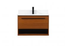 Elegant VF43530MTK-BS - 30 inch Single bathroom vanity in teak with backsplash