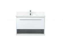 Elegant VF43530MWH-BS - 30 inch Single bathroom vanity in white with backsplash