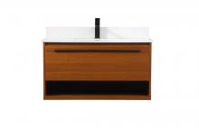 Elegant VF43536MTK-BS - 36 inch Single bathroom vanity in teak with backsplash