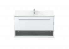 Elegant VF43536MWH-BS - 36 inch Single bathroom vanity in white with backsplash