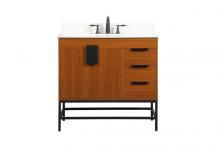 Elegant VF48836MTK-BS - 36 inch Single bathroom vanity in teak with backsplash