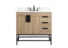 Elegant VF48836MW-BS - 36 inch Single bathroom vanity in mango wood with backsplash