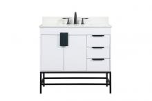 Elegant VF48836MWH-BS - 36 inch Single bathroom vanity in white with backsplash