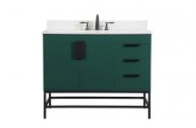Elegant VF48842MGN-BS - 42 inch Single bathroom vanity in green with backsplash