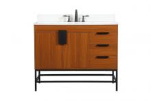 Elegant VF48842MTK-BS - 42 inch Single bathroom vanity in teak with backsplash
