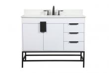 Elegant VF48842MWH-BS - 42 inch Single bathroom vanity in white with backsplash