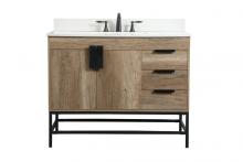 Elegant VF48842NT-BS - 42 inch Single bathroom vanity in natural oak with backsplash