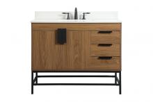 Elegant VF48842WB-BS - 42 inch Single bathroom vanity in walnut brown with backsplash