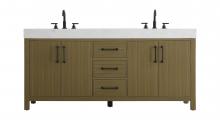 Elegant VF60672DMCB - 72 inch Double Bathroom Vanity In Chestnut Brown