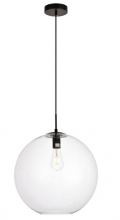 Elegant LDPD2114 - Placido Collection Pendant D11.8 H11.4 Lt:1 Black and Clear Finish