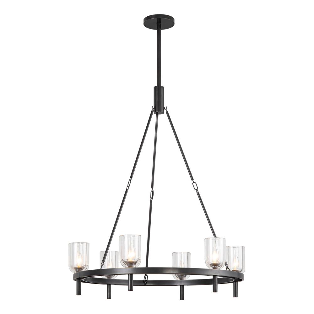 Lucian 32-in Clear Crystal/Urban Bronze 6 Lights Chandeliers