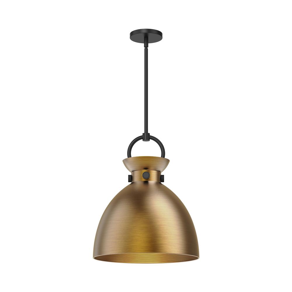 Waldo 14-in Matte Black/Aged Gold 1 Light Pendant