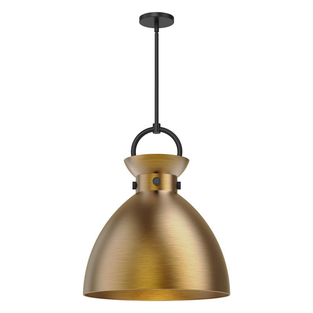 Waldo 18-in Matte Black/Aged Gold 1 Light Pendant