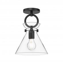 Alora Lighting SF412509MBCL - Emerson 9-in Matte Black/Clear Glass 1 Light Semi Flush Mount