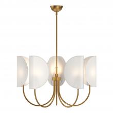 Alora Lighting CH450732AGCW - Seno 32-in Aged Gold/White Cotton Fabric 5 Lights Chandeliers