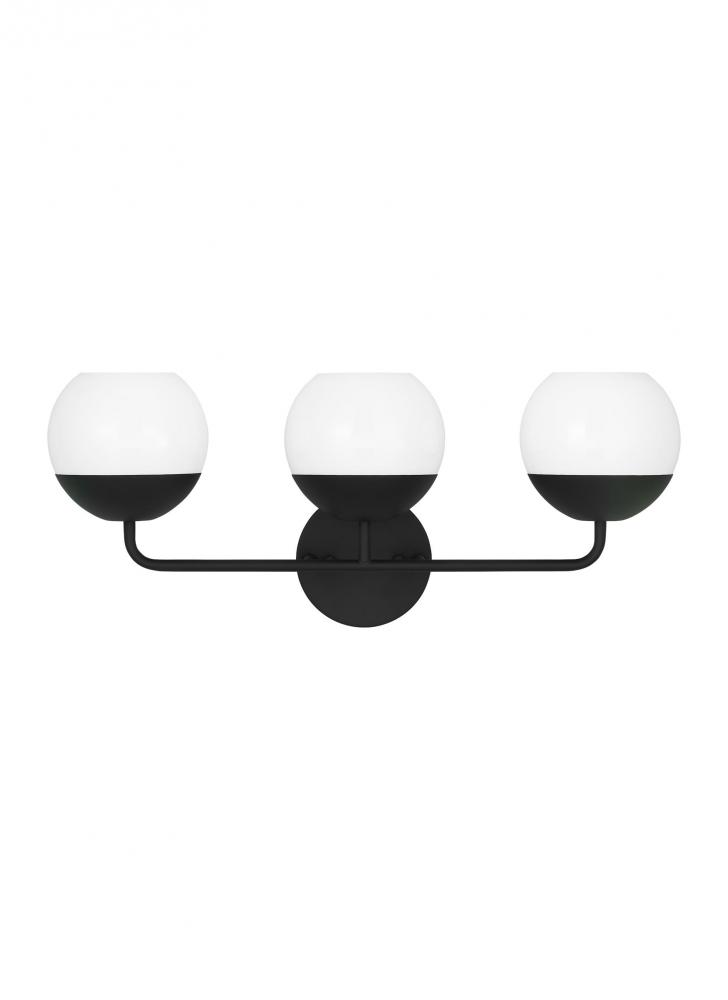 Alvin modern 3-light indoor dimmable bath vanity wall sconce in midnight black finish with white mil