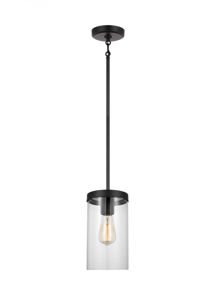 Zire dimmable indoor 1-light pendant in a midnight black finish with clear glass shade