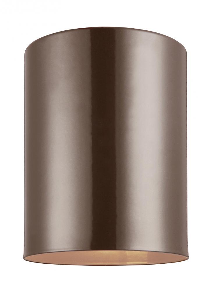 Outdoor Cylinders transitional 1-light outdoor exterior ceiling flush mount in bronze finish