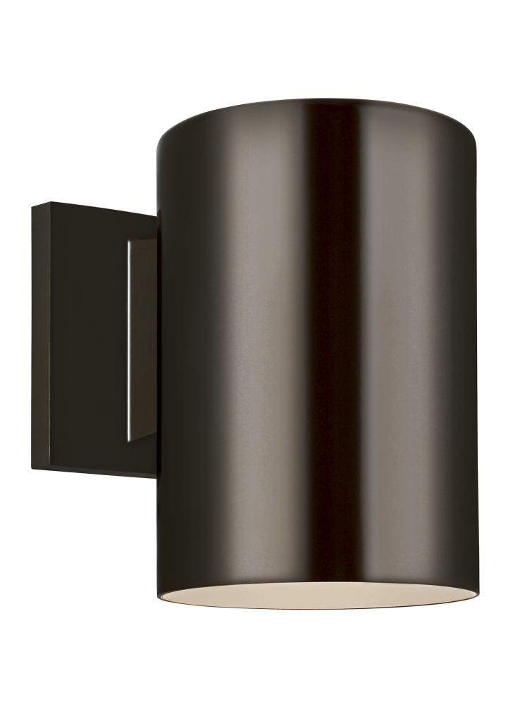 Outdoor Cylinders transitional 1-light LED outdoor exterior small wall lantern sconce in bronze fini