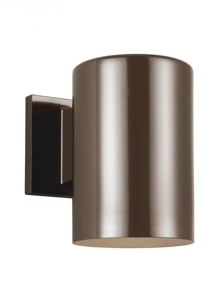 Outdoor Cylinders transitional 1-light LED outdoor exterior small wall lantern sconce in bronze fini