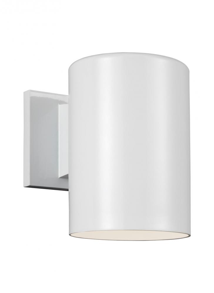 Outdoor Cylinders transitional 1-light LED outdoor exterior small wall lantern sconce in white finis