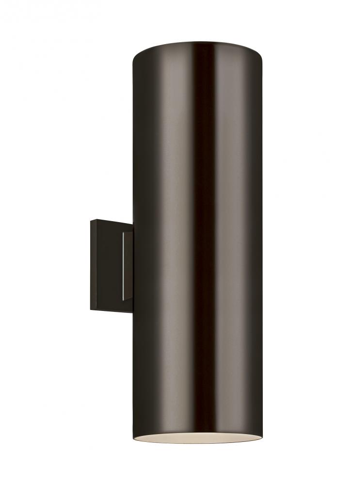 Outdoor Cylinders transitional 2-light LED outdoor exterior large wall lantern sconce in bronze fini